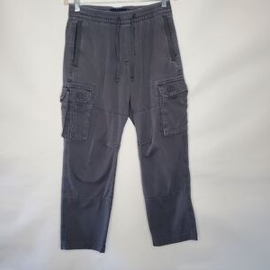 Abercrombie & Fitch Cotton Cargo Pants Size XS Short Hi-Rise Gray Baggy Pull-on